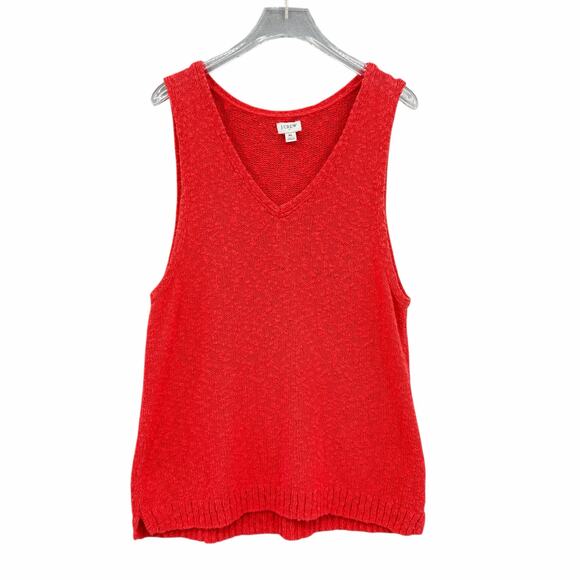 J. Crew Coral Orange Boucle Knit V-neck Sleeveless Beach Sweater Tank - Picture 8 of 11